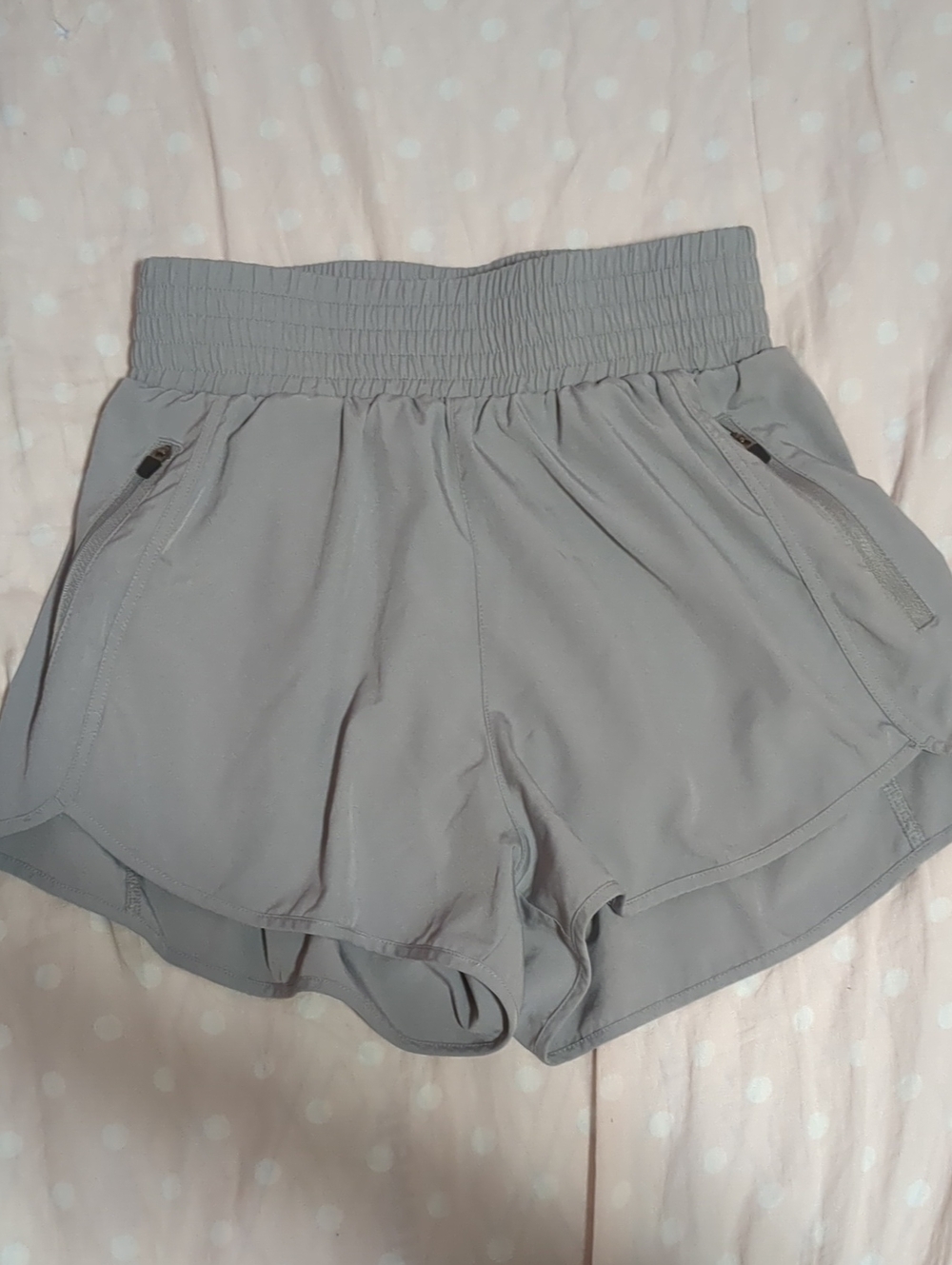Women’s High-Waist Athletic Shorts — Gray With Zippers